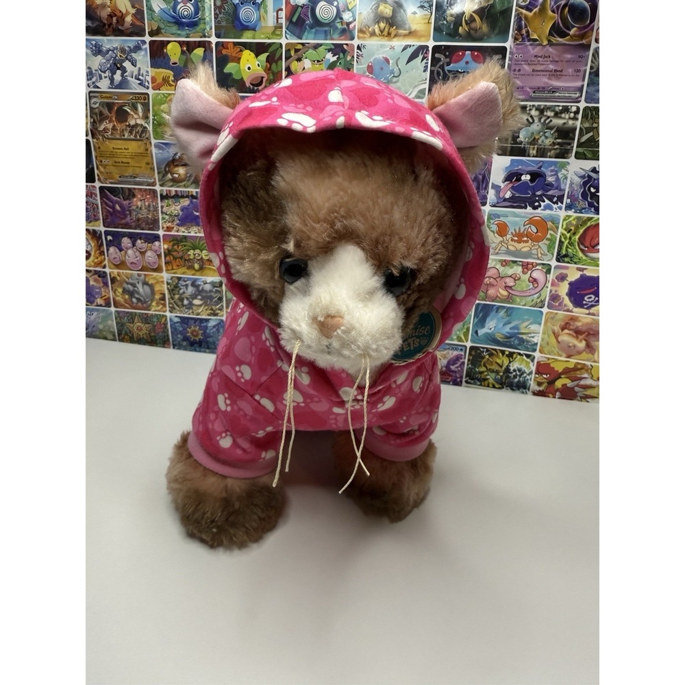 Build-A-Bear Promise Pets Cat Plush 11" Pink Paw Print Pajamas Stuffed Animal